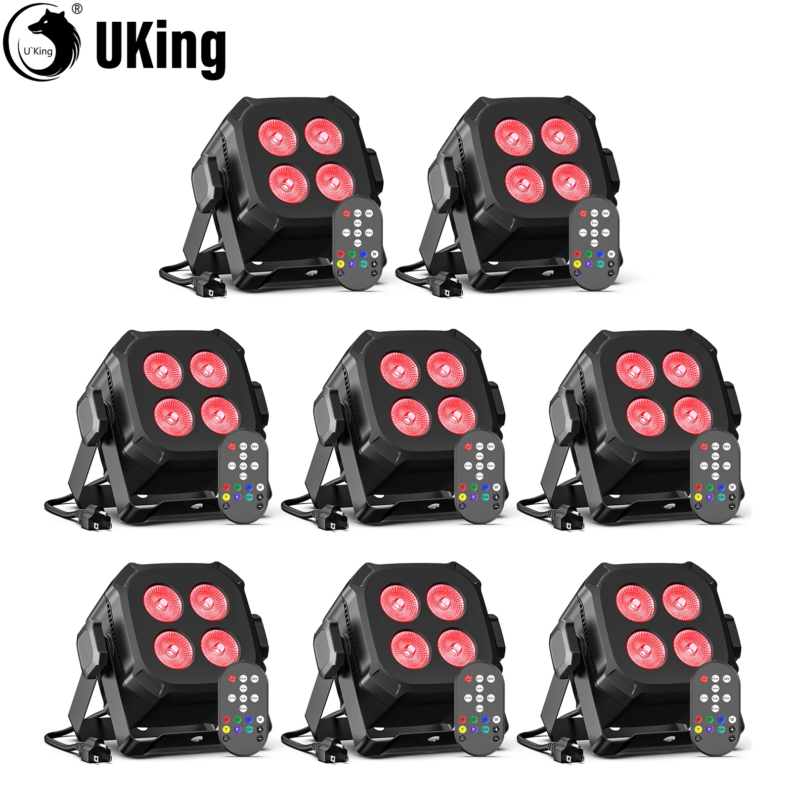 U'King 8 Teile/satz Platz LED Par Lichter 4X8W RGB LED Bühne Licht Fernbedienung & DMX Gesteuert DJ Licht Für Hochzeit Party Club Disco Event