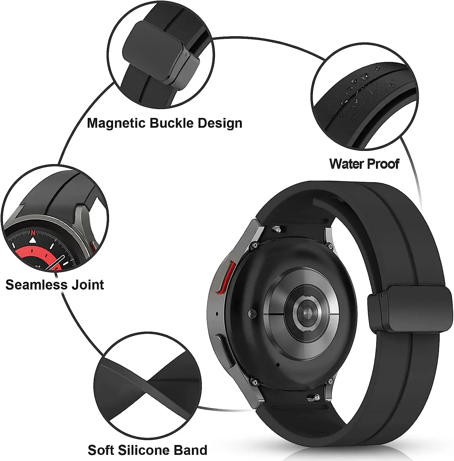 Cinturino magnetico in silicone senza gap per Samsung Galaxy Watch 7 6 5 4 44mm 40mm Pro 45mm Bracciale Galaxy Watch6 Classic 43mm 47mm Band