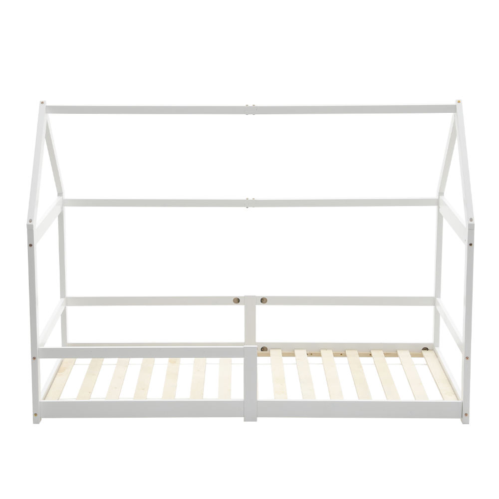 Voltsify Kid’s Low Base Pine Wood House Bed 197cm W x 99cm D x 142cm H
