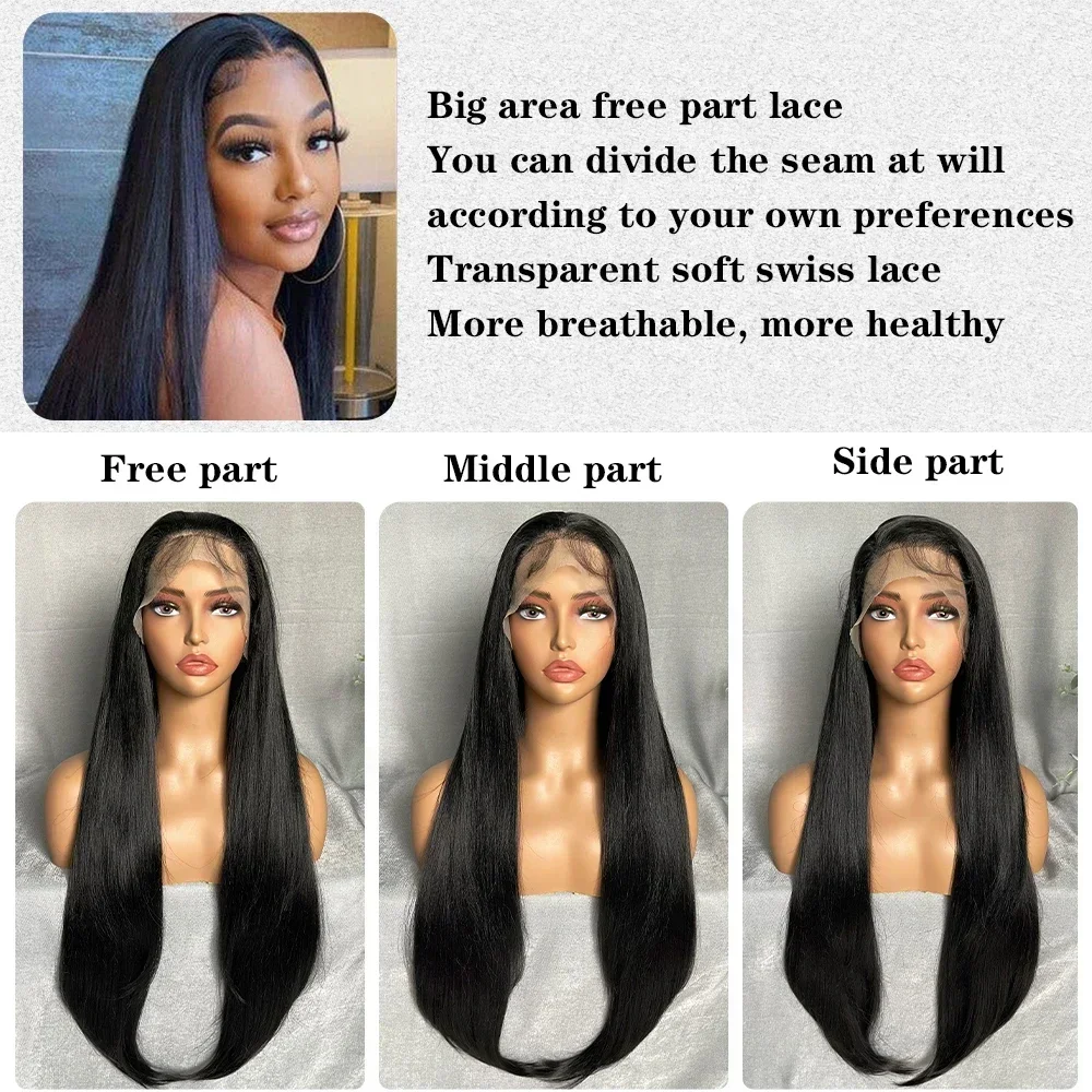 X-TRESS pelucas largas y rectas en capas, peluca de pelo sintético con parte Frontal de encaje 13x4 con pelo de bebé para mujer, color negro de 32 pulgadas