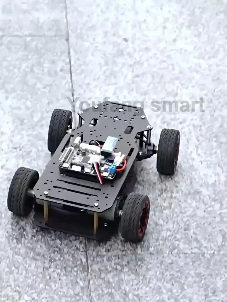 Montado Ackerman Robot Car Metal Chassis Motor Dual Encoder Engrenagem de direção da roda dianteira Kit Robot Base Programável ROS Carga de 5kg