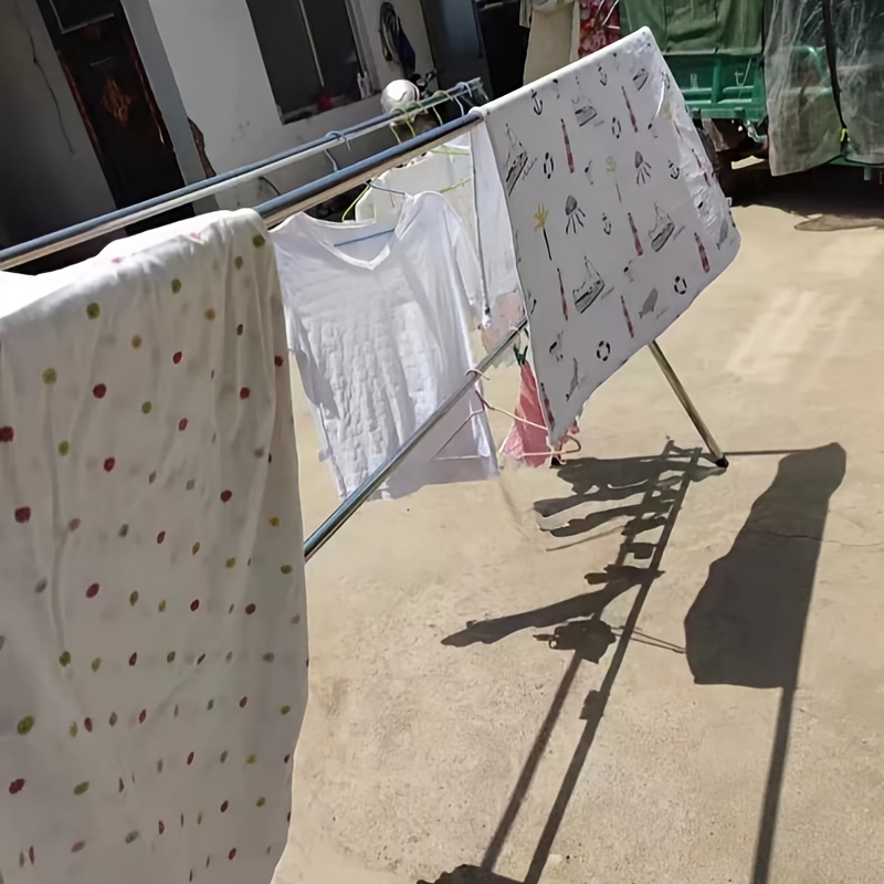 Floor Mounted Clothes Hanger,Floor-standing Clothes Drying Rack, Thickened Telescopic Folding Shelf