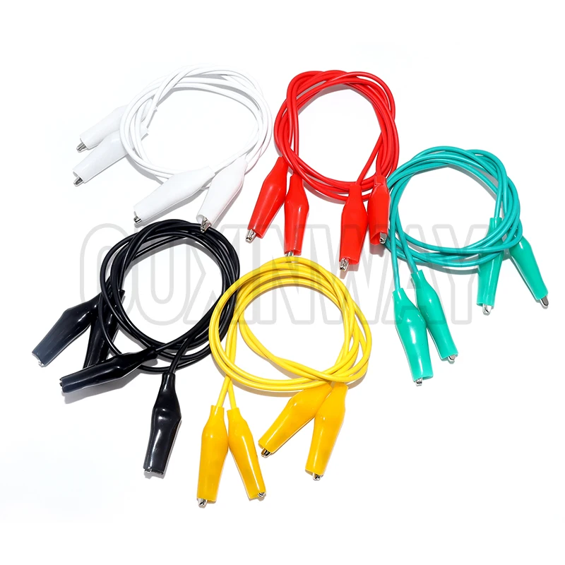 1 juego/10 Uds pinzas de cocodrilo cables de prueba eléctricos DIY pinzas de cocodrilo de doble punta Clip de cucaracha cable de puente de prueba 46CM