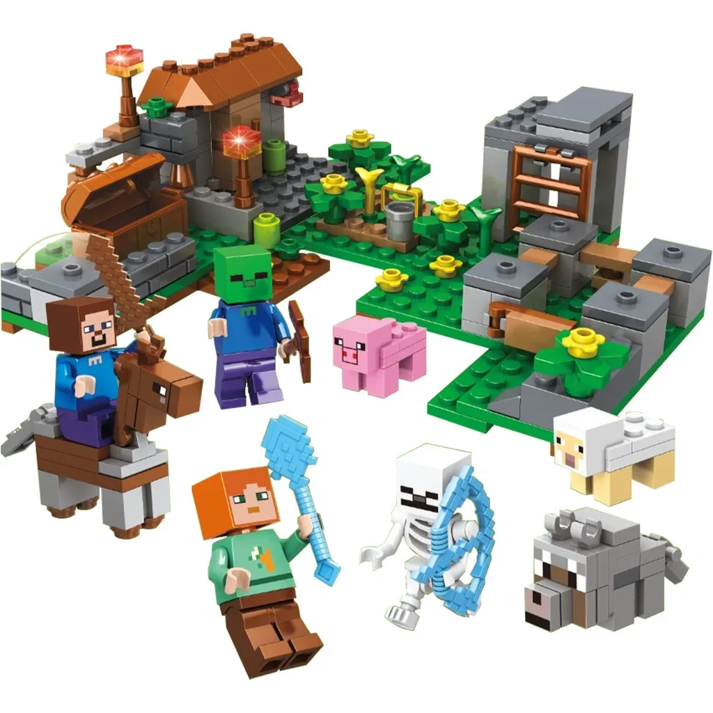 4 em 1 pequenas blocos de construção de fazenda montagem brinquedos educativos para crianças presente de aniversário