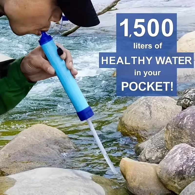 Noodwaterfilter Stro Draagbare luchtreiniger voor buitenavonturen Backpacken Reizen Survival Gear Filter voor kamperen Wandelen