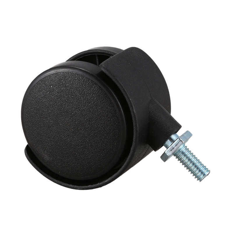 HOT SALE 10Pcs 6Mm Threaded Stem 40Mm Dual Wheel Rotatable Caster Black