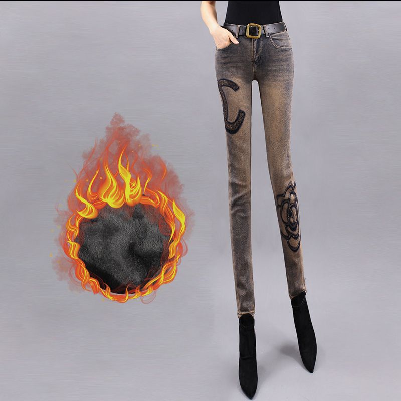 Jeans fino de cintura alta feminino, calça jeans estampa estética, calça jeans lavada vintage, streetwear