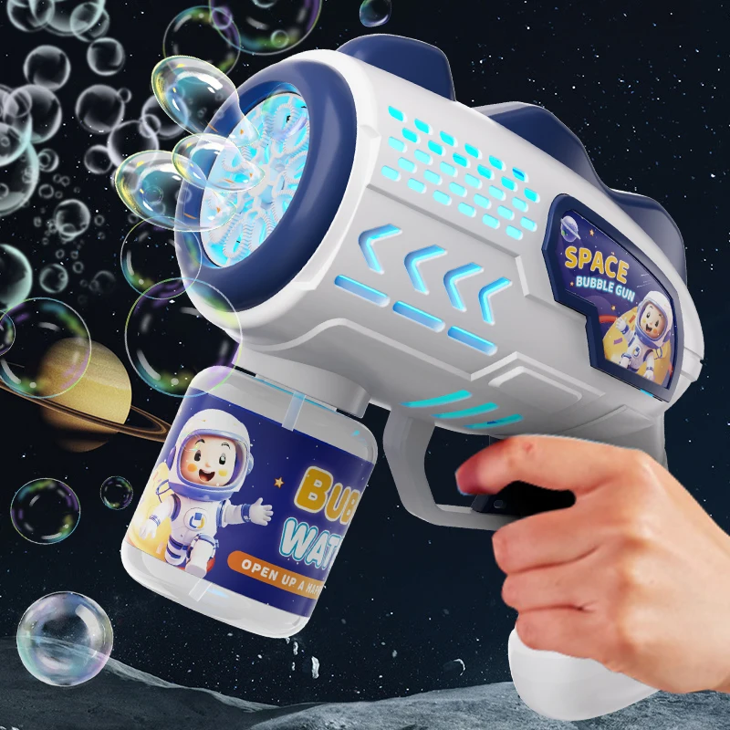 นักบินอวกาศอวกาศอัตโนมัติ Bubble Gun Rocket Bubbles เครื่องเป่าลมอัตโนมัติ Bubble Liquid ของเล่นสําหรับเด็ก Bubble ของขวัญ