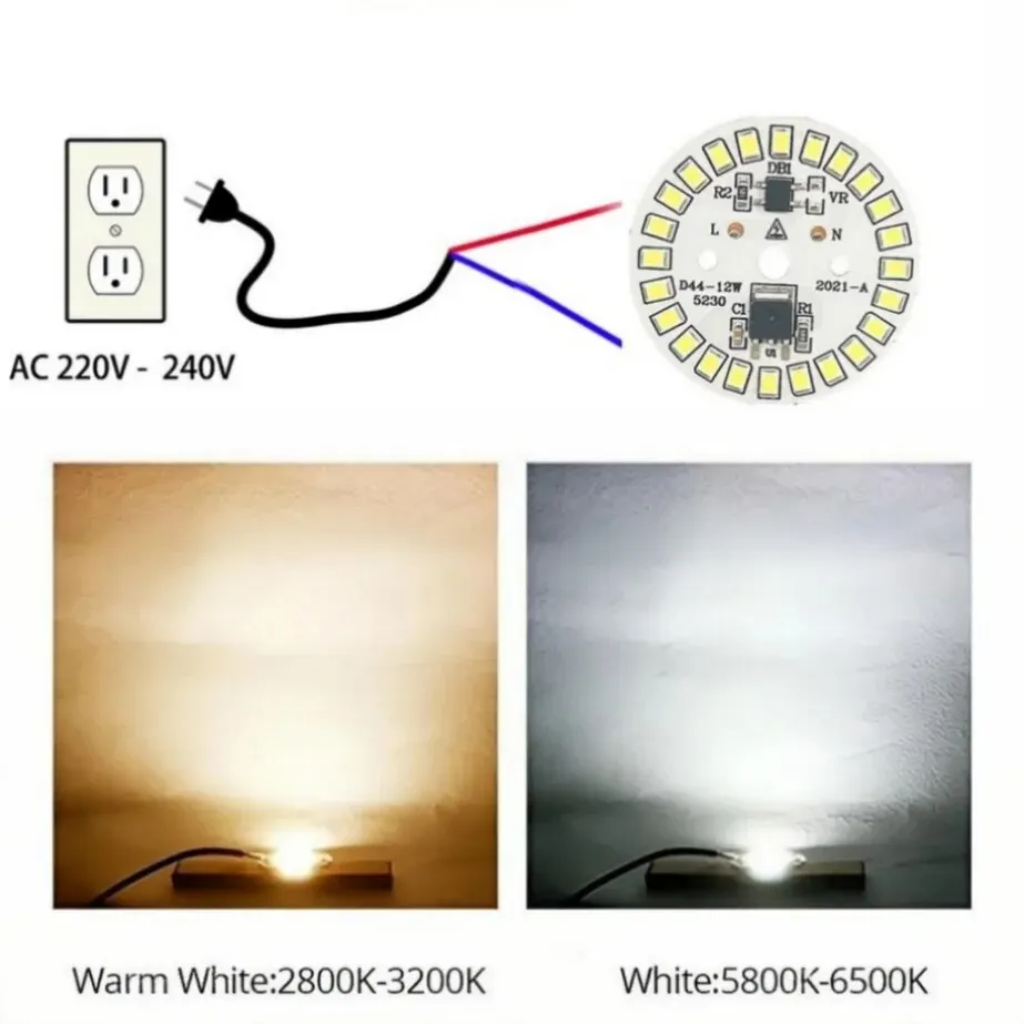Chip LED para bombilla de lámpara 3W 5W 7W 9W 12W 15W SMD 2835 Chips de bombilla redonda Led cuentas de luz AC 220V-240V Chip de bombilla de foco de iluminación
