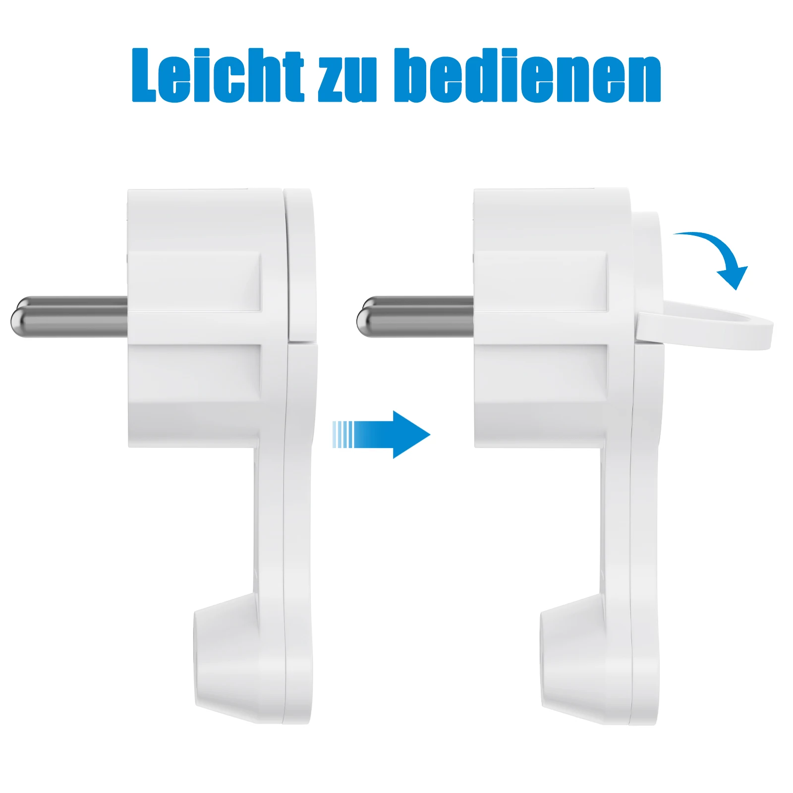 4 Stück EU-Flachsteckeradapter mit Klappgriffen für austauschbare Verkabelung, Schuko-Netzsteckdosen, französischer deutscher Standard