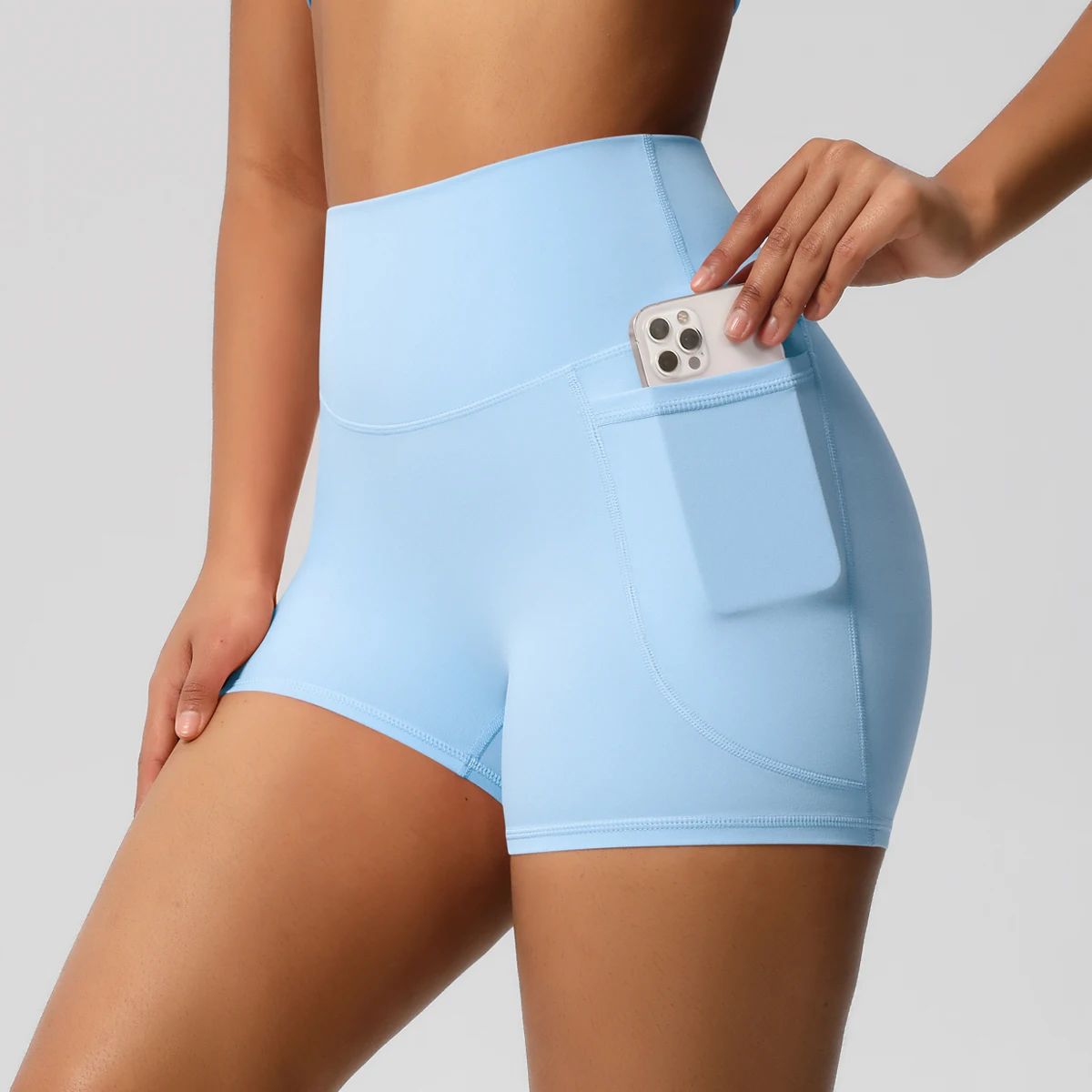 Women Sports Short With PocketedYoga Legging Shorts Squat Proof High Waist Fitness Tight Shorts Quick Drying Cycling Workout Gym