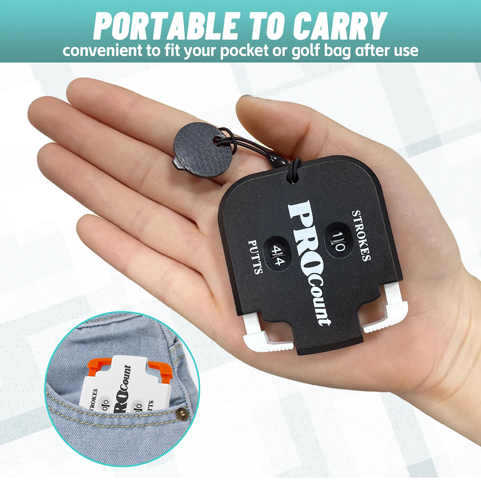 Mini contador de pontuação de golfe de 4 cores – marcador portátil de dois dígitos com retorno rápido zero, acessório de golfe com chaveiro