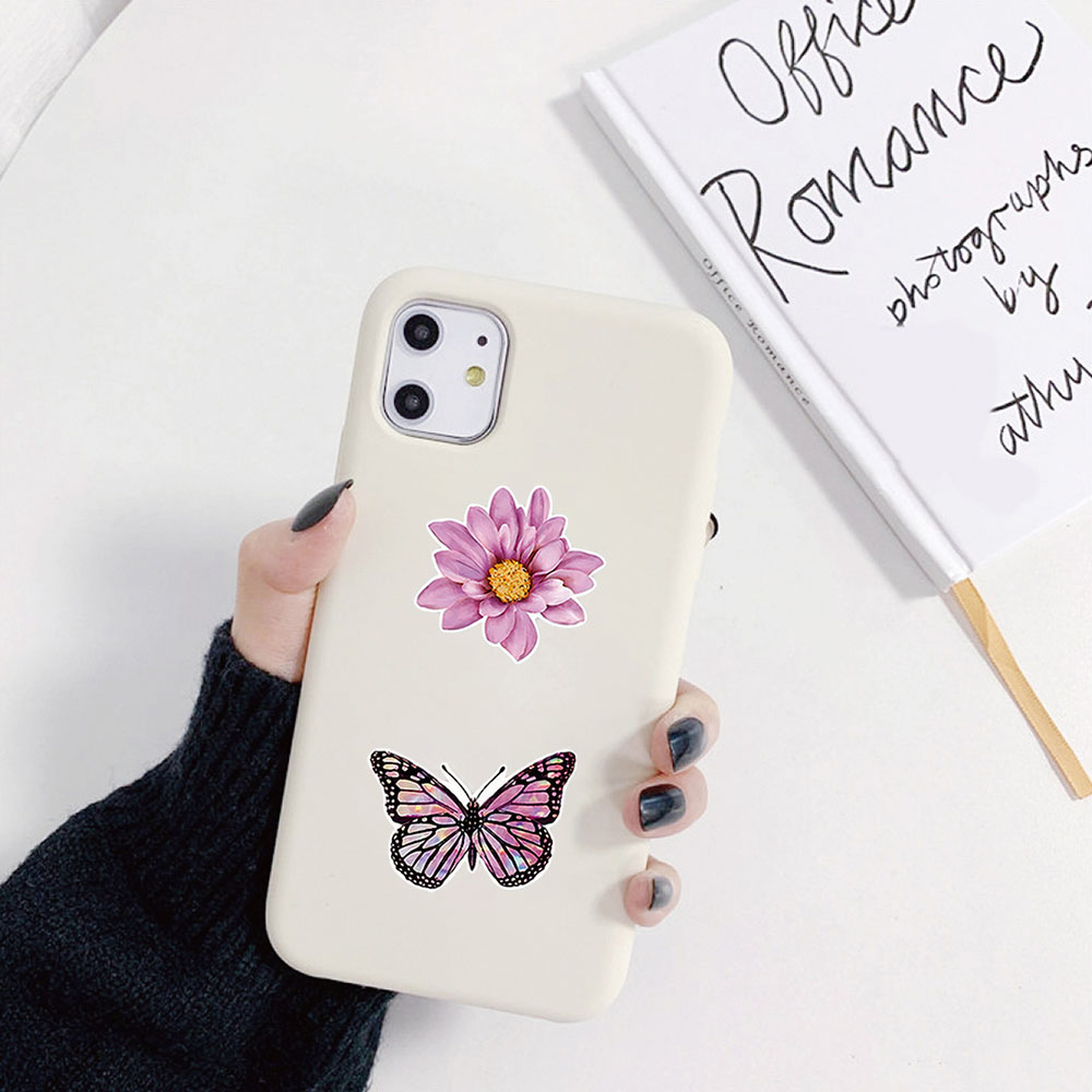 100-500pcs สติกเกอร์ดอกไม้ผีเสื้อ 8 การออกแบบผีเสื้อที่มีสีสันสติ๊กเกอร์สติกเกอร์น่ารักตกแต่งสมุดภาพเครื่องเขียน