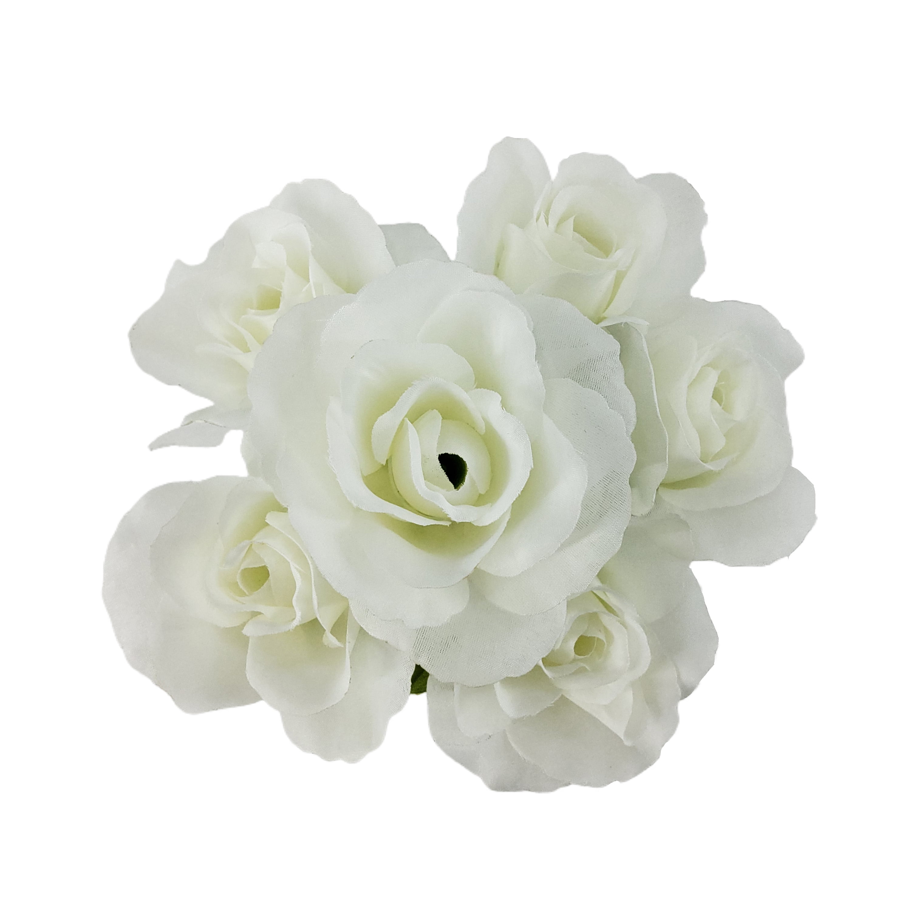 Indoor Artificial Sweet Rose Flower Pick, White Color, Assembled Height: 14"