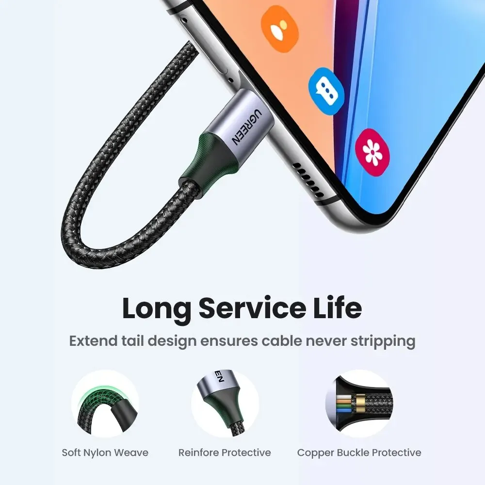UGREEN 3A 高速充電ケーブル iPad Samsung Xiaomi Poco 磁気 USB-C 充電器データケーブル携帯電話ケーブルに適しています