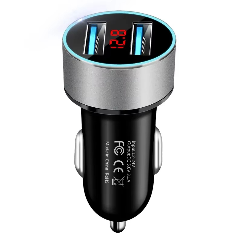 Samochodowa ładowarka samochodowa 3A 15W z podwójnym portem USB Zapalniczka samochodowa Woltomierz LED do wszystkich typów ładowarek do telefonów komórkowych Smart Dual USB