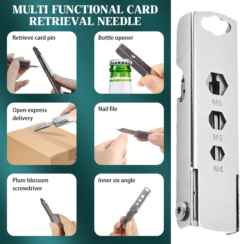Multifunktionaler 7-in-1-Schlüsselanhänger, SIM-Kartenfach, Auswurfstift/Schraubendreher/Flaschenöffner/Nagelfeile, 7-in-1-Werkzeug, tolle Geschenkidee