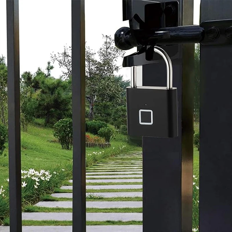 Keyless Smart Fingerprint Padlock USB Charging Fingerprint Lock Waterproof Door Lock 0.2sec Unlock Security Padlock for House