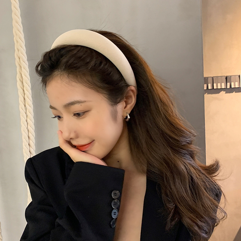 ที่คาดผมแฟชั่นสีทึบที่ Bando elastis วินเทจของเด็กผู้หญิงฟองน้ำที่คาดผมเครื่องประดับผมเกาหลีสำหรับผู้หญิง