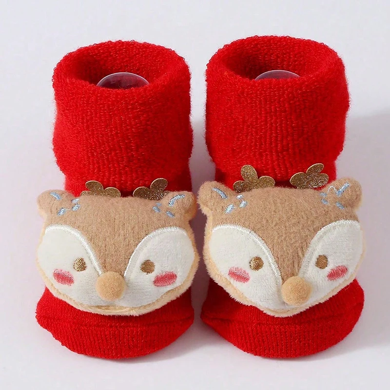 Calcetines de Navidad para niños de 0 a 12 meses, calcetines cortos para niñas y niños, calcetines cálidos de algodón para invierno, regalo de Año Nuevo para niños pequeños, calcetines de Papá Noel