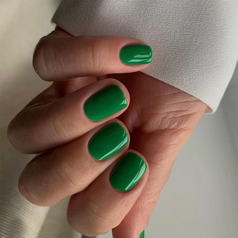 24 unids/set de uñas postizas brillantes de un solo Color, cubierta completa, uñas postizas extraíbles, arte, herramientas de uñas postizas acrílicas, puntas de uñas cortas