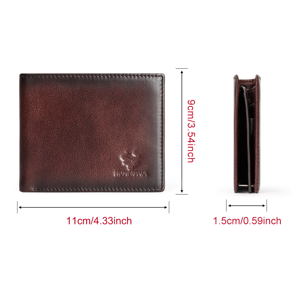 KAVIS Handmade กระเป๋าสตางค์ผู้ชายหนังแท้ RFID ผู้ถือบัตร ID หน้าต่างความจุขนาดใหญ่ชายเก็บเงินกระเป๋าแฟชั่น