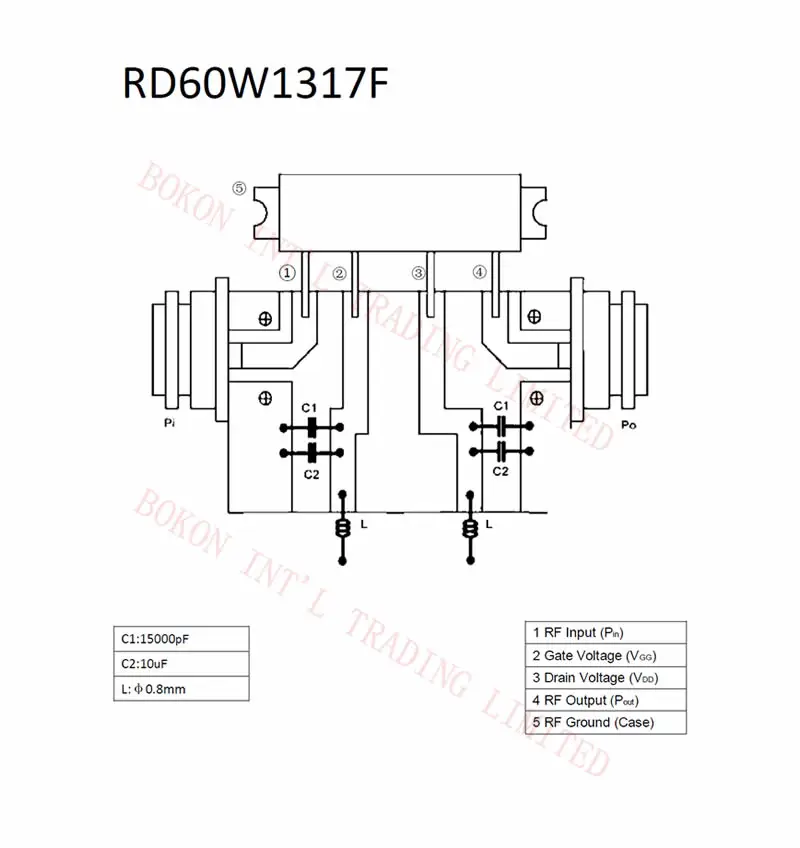 RD60W1317F 12.5 V/24 V 135-175 MHz 30 W/60 W สําหรับวิทยุมือถือ RF MOSFET เครื่องขยายเสียงโมดูล 135 ถึง 175 Mhz Cross อ้างอิง RA60H1317M