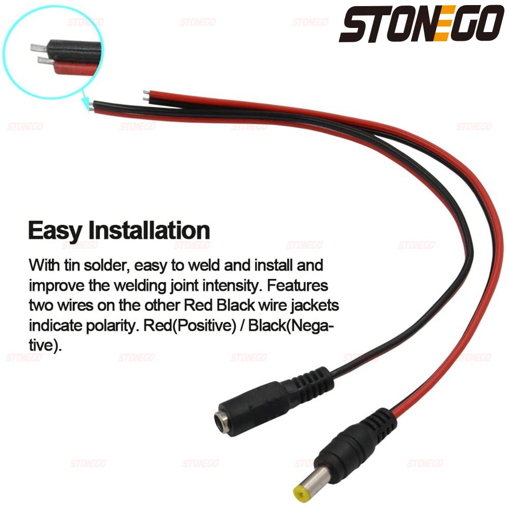STONEGO 10/20/50 Uds 12V conectores de CC macho hembra Jack Cable adaptador de línea enchufe fuente de alimentación 5,5x2,1mm