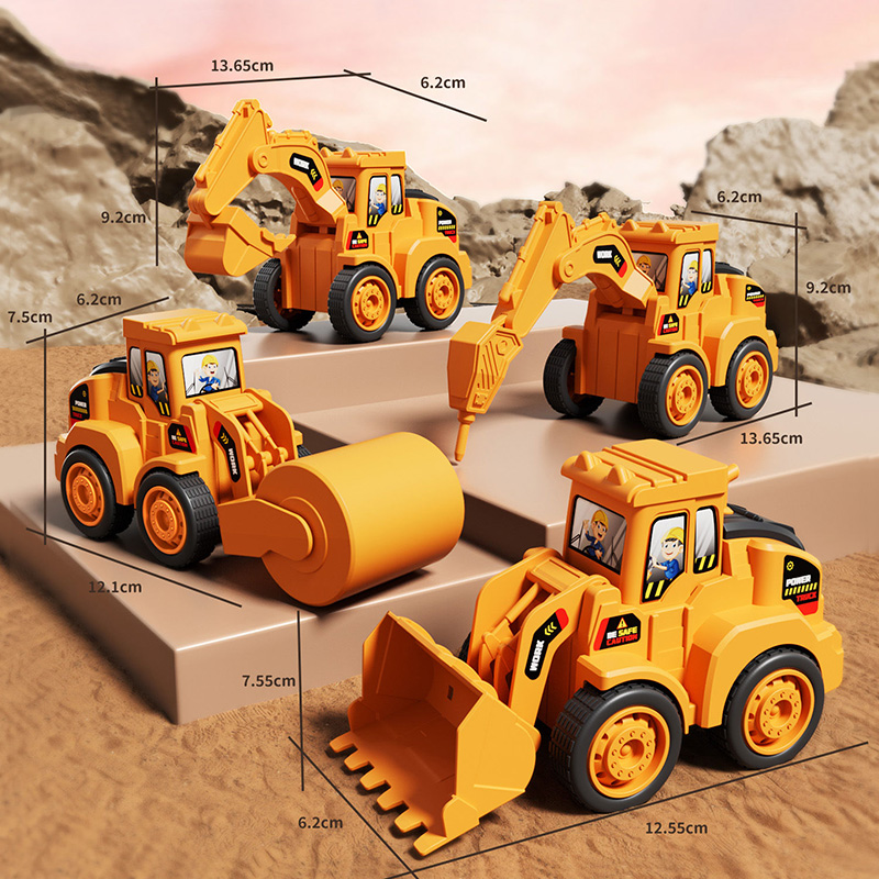 Trägheitsauto, Spielzeug, technisches Fahrzeug, Modellauto, Presse, Schiebebagger, Bulldozer, Kinder, pädagogisches Baufahrzeug, Kinder