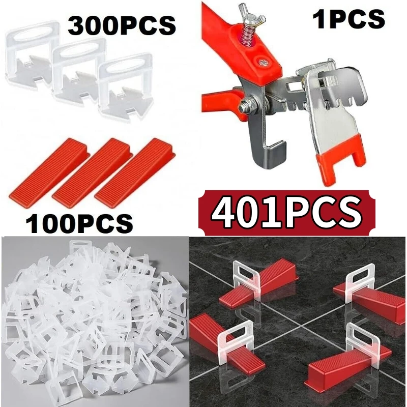 401PCS 1-3mm Clips Tile Leveling System Set For Floor Wall Spacer Tiling Tools Manual Tile Leveling System Tool Set