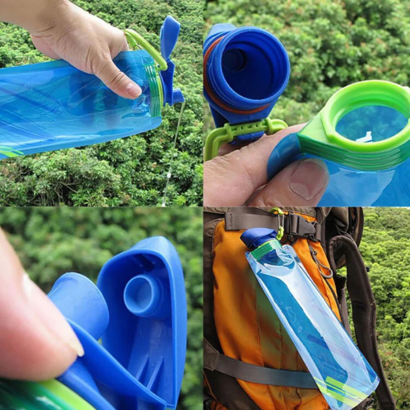700Ml Đi Bộ Đường Dài Cắm Trại Sử Dụng Lại Siêu Nhẹ Thể Thao Ngoài Trời Thả Vận Chuyển Nước Túi Có Thể Gấp Lại Được Nước Mềm Túi