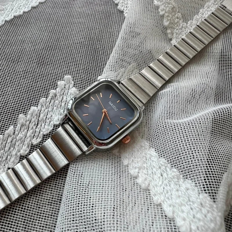 Reloj de cuarzo con correa de acero inoxidable para Mujer, Reloj de pulsera informal a la moda con esfera cuadrada, Reloj para Mujer, envío directo