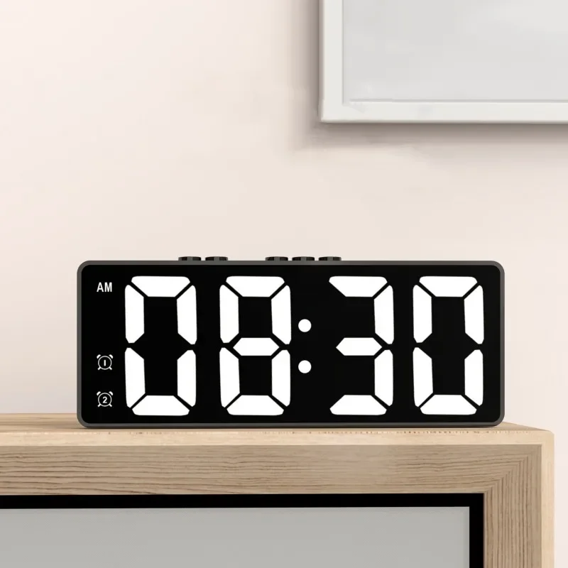 LED Wecker Elektronische Student Digitaluhr Sprachsteuerung Dual Snooze 12/24H Dual Alarme Temperatur Stumm Tischuhr