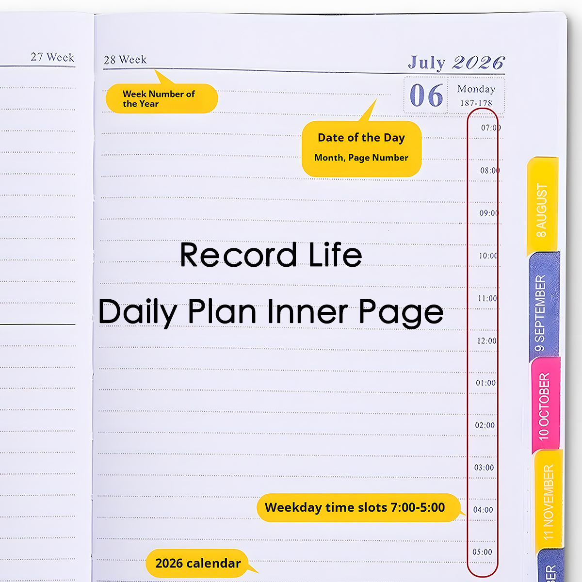 2026 年 1 月-12 月プランナー スペイン語/英語ノートブック A5 PU レザーカバー スクールアジェンダプラン ウィークリーマンスリーダイアリーオーガナイザー