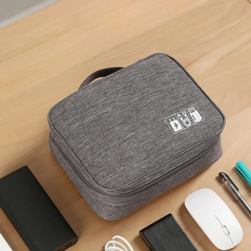 Bolsa de viaje separada digital, gran capacidad y cable de datos móvil multifuncional, banco de energía, bolsa de almacenamiento USB