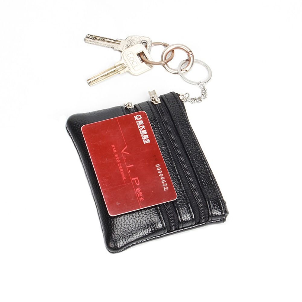 PU Leather Money Coin Purse 2024 New with Key Ring Waterproof Pocket Purse Zipper Wear-resistant Credit Card Holoder Male