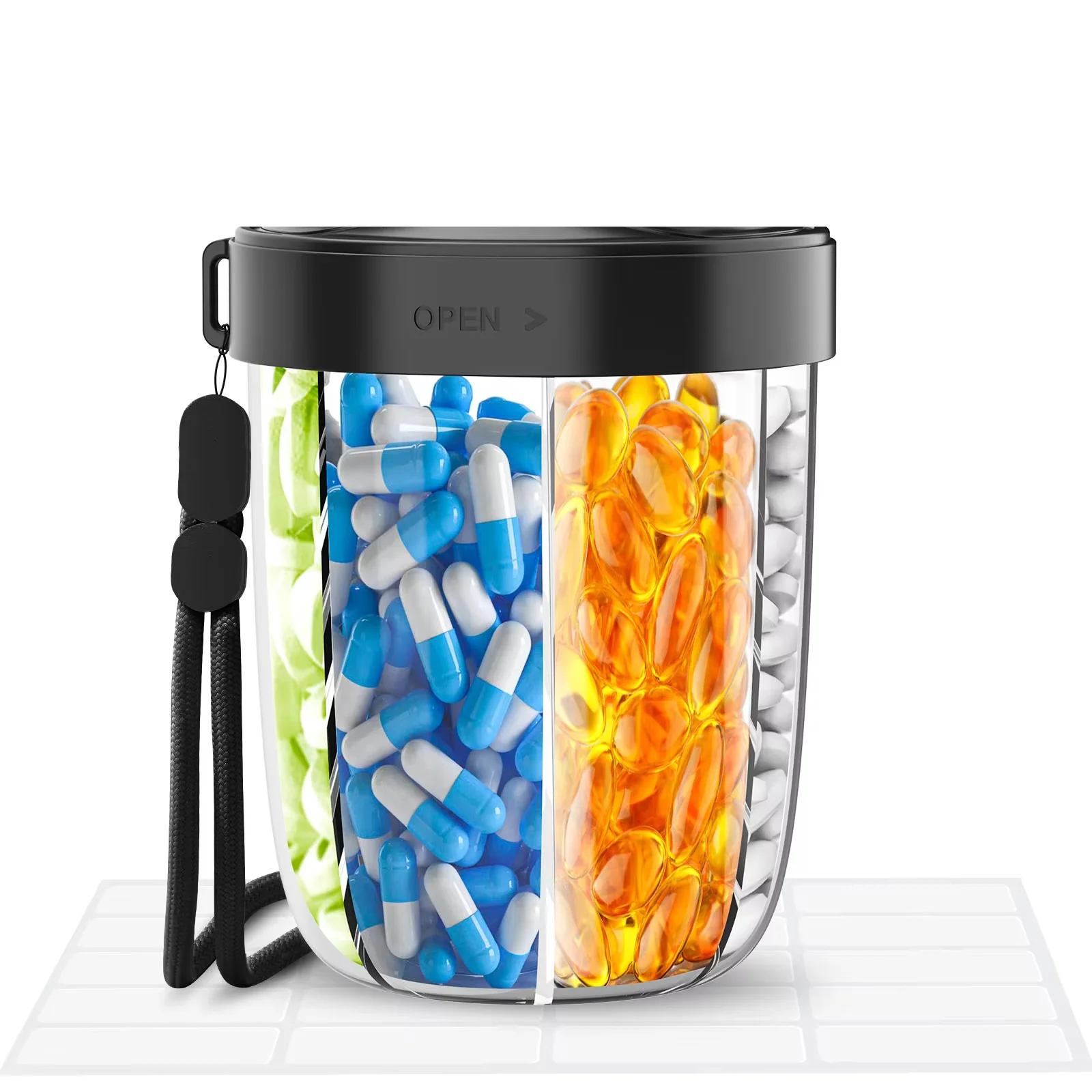 7 Grids Large Pill Box Cases for Travel A Month Pill Organizer Pill Dispenser for Tablets Vitamins Medicine Fish Oils Sub-packed