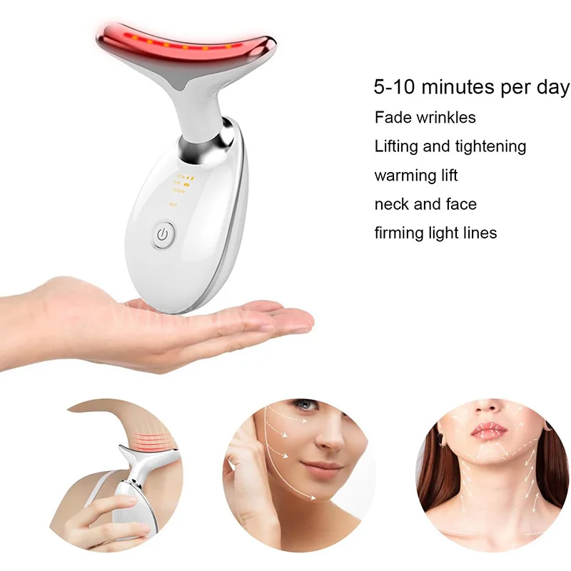 Lift facial 7 cores pescoço beleza dispositivo de pescoço massageador fino levantamento facial aperto rosto removedor de rugas cuidados faciais máquina de beleza