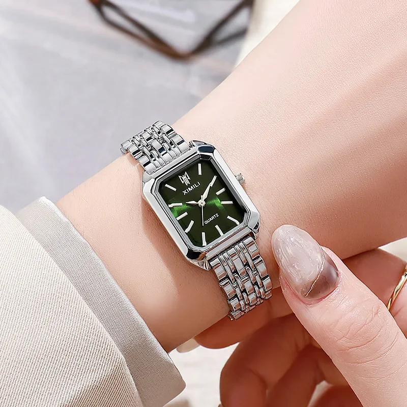 Mulheres negócios relógios de pulso luxo rosa ouro aço inoxidável relógios feminino clássico quadrado dial relógio quartzo pulso jóias reloj