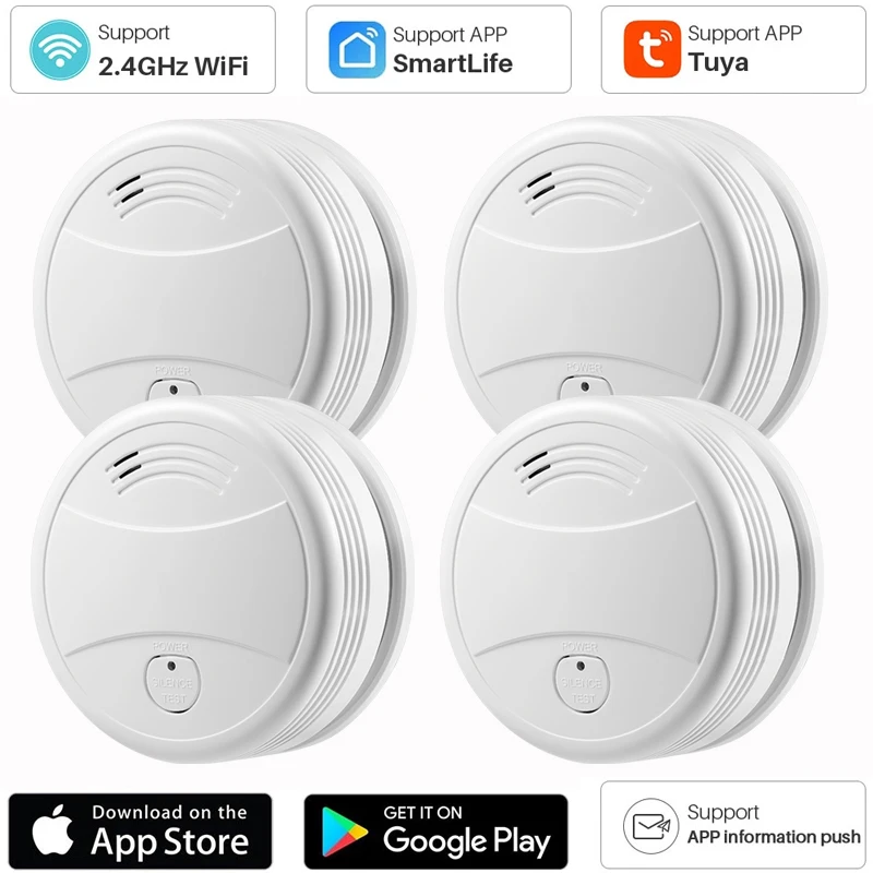 Tuya Smart Wifi Rookmelder Sensor 80DB Alarm Brand Rookmelder Wifi Brandbeveiliging Home Security Alarm Smart Life APP