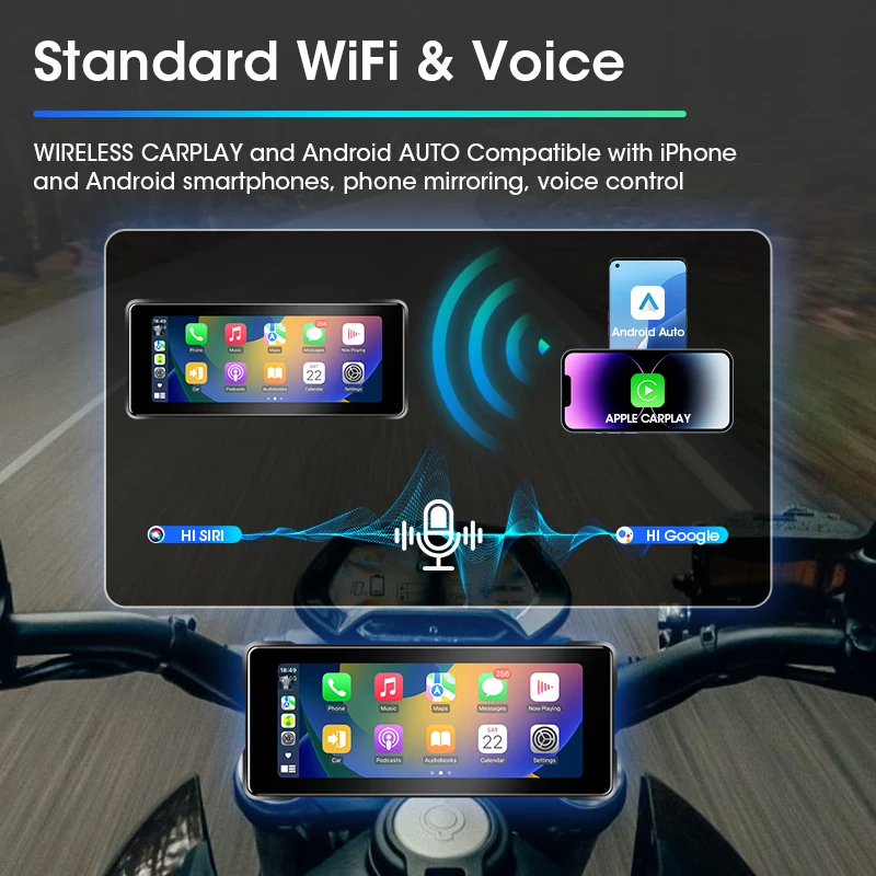 5/7 inch draagbare motorfietsnavigatie Draadloze Carplay Android Auto Waterdichte dubbele Bluetooth-scherm 2K cameramonitor