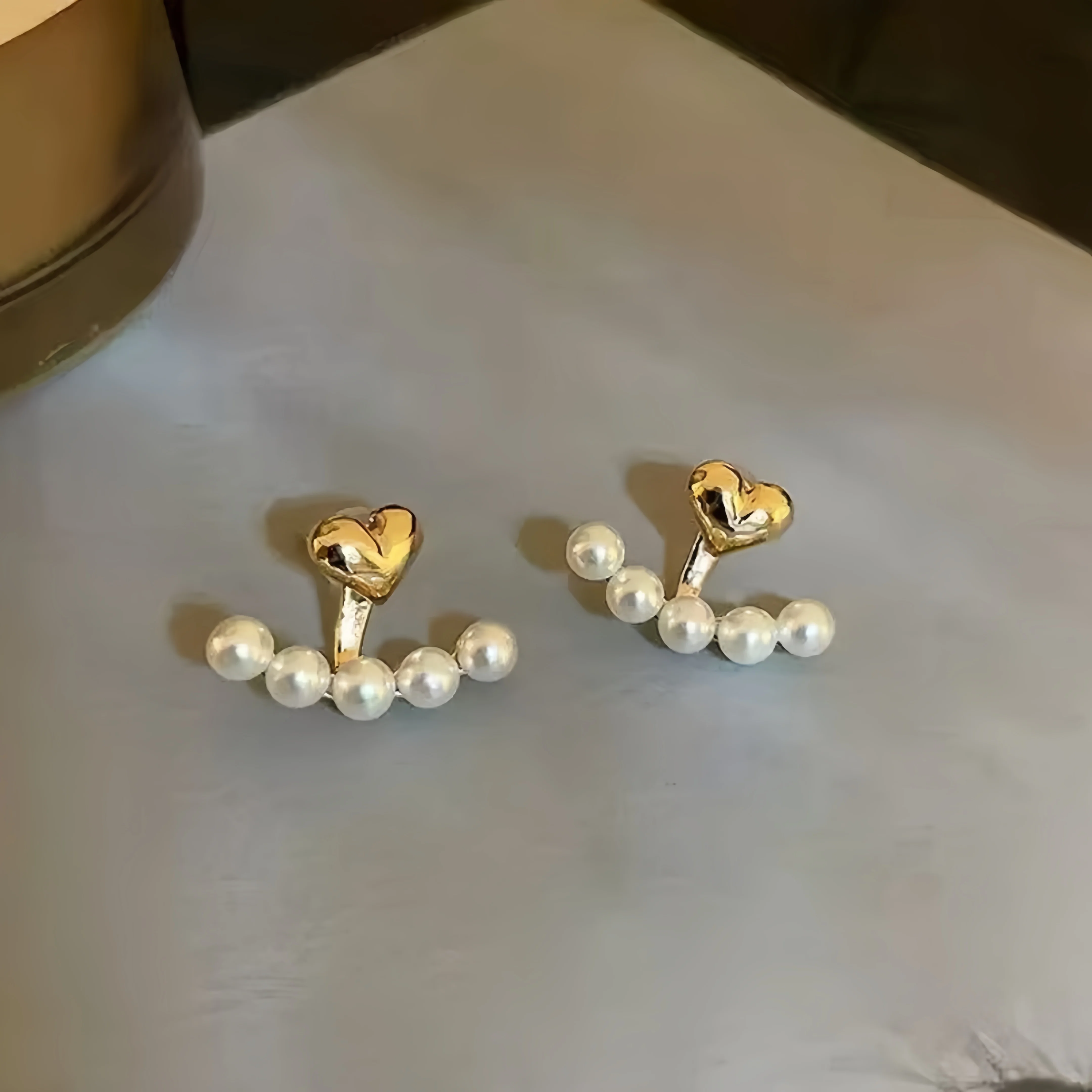 ライト高級 lmitation パールスタッドピアス甘いハート型耳スタッド女性ファッションパーティー結婚式ブライダルジュエリーギフト