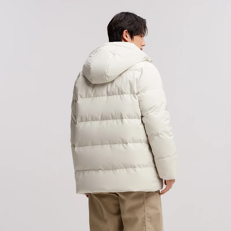 Semir jaqueta masculina 2025 inverno novo casaco versátil grosso de comprimento médio com capuz