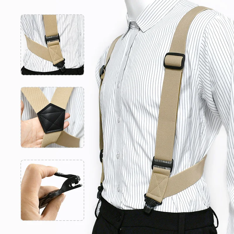 1Pc 38mm Men Suspenders Adults Man Braces Plastic 2 Clips Elastic Strap Suspender for Pants Shirt Belt Buckle Male Jockstrap