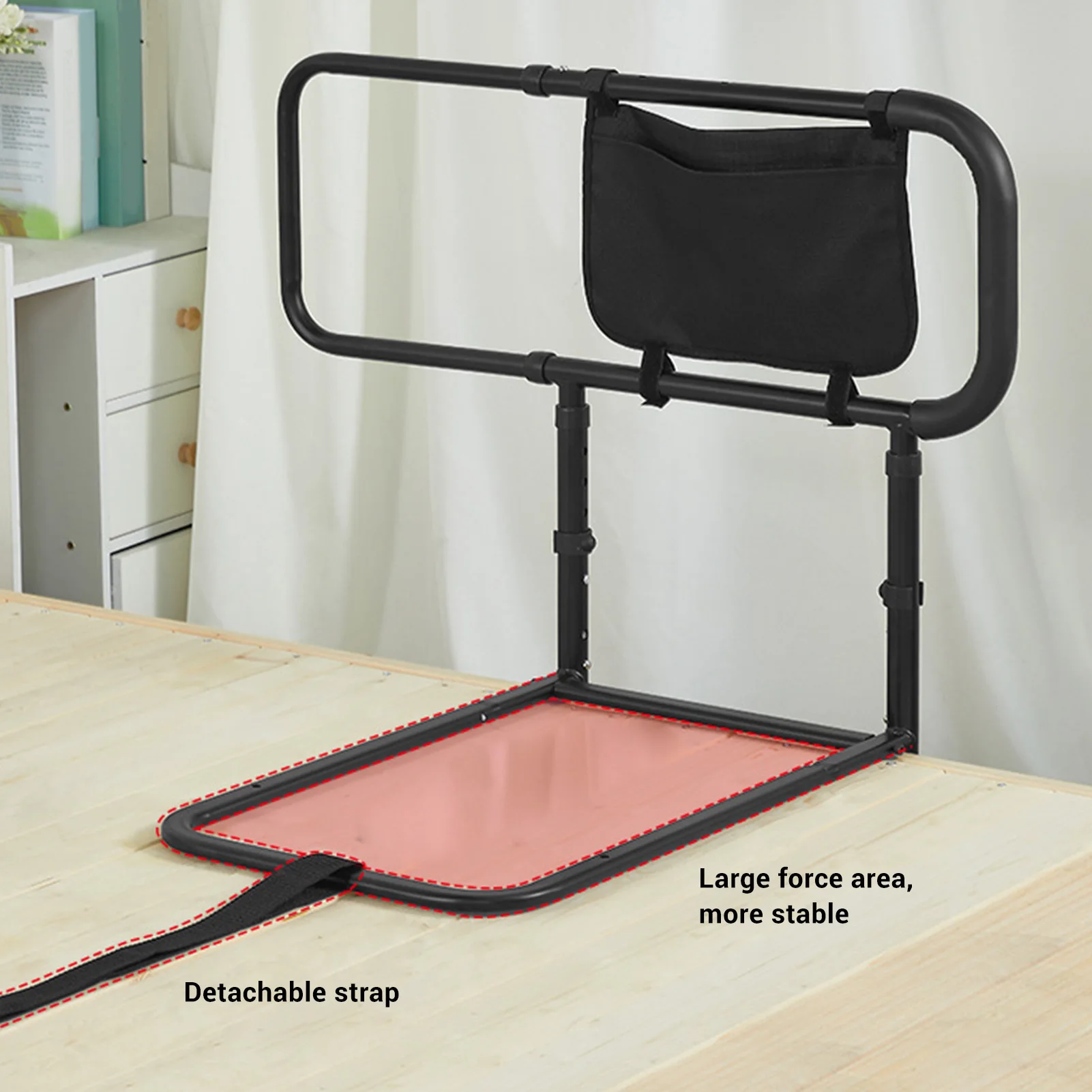 Bed Rail Adjustable Height Prevent Slip Handle Bedside Railing with Storage  for Seniors Pregnant Women Bedside Grab Bar