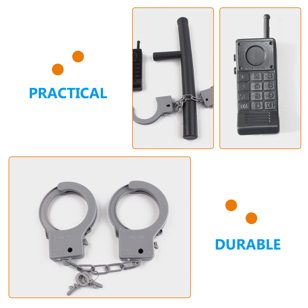 2 Sets Handcuffs Police Halloween Props Kids Cosplay Accessories Policeman Kit Toys for