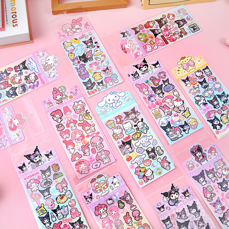 Sanrio การ์ตูน 20pcs สติกเกอร์ Pochacco Kuromi Melody Kitty Kawaii สติกเกอร์เครื่องเขียนนักเรียนของขวัญวันเกิดขายส่ง