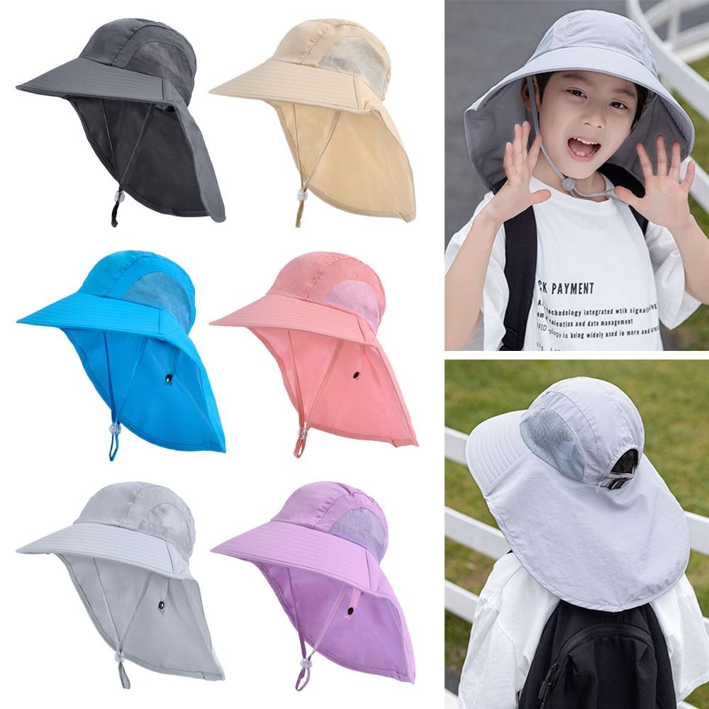 Gorra de ala ancha ajustable para niño y niña, sombreros de cubo para niños, sombrero para el sol, protección UV