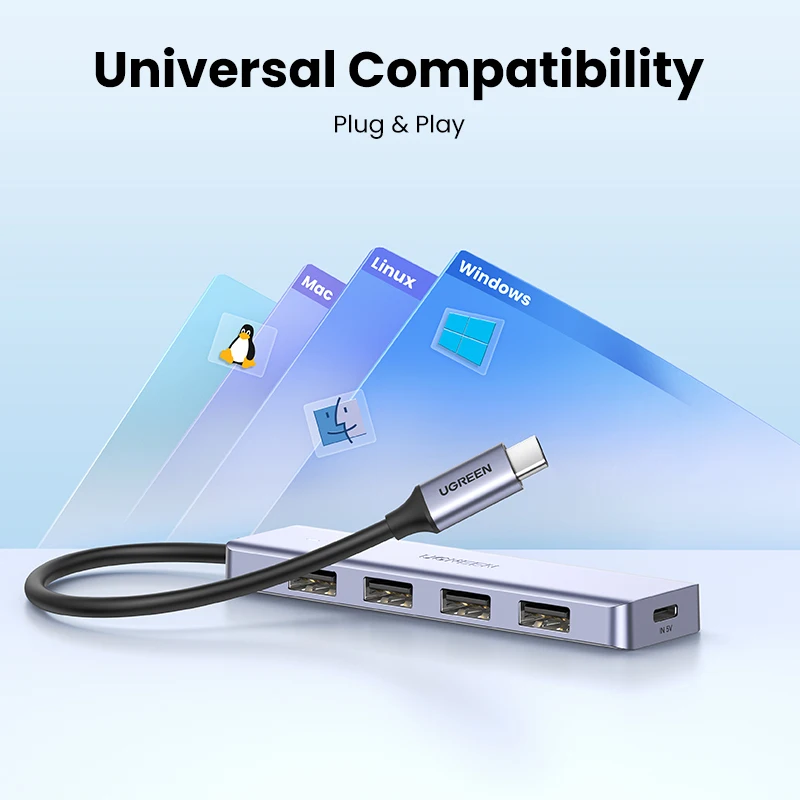 UGREEN-Hub con 4 puertos USB tipo C a USB 3,0, adaptador divisor para MacBook Pro, iPad Pro, Samsung Galaxy Note 10, S10