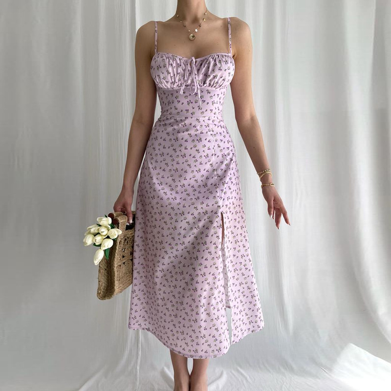 Vestido largo elegante Floral para mujer, ropa de calle ceñida para vacaciones en la playa, ropa de verano 20224, artículos al por mayor para negocios